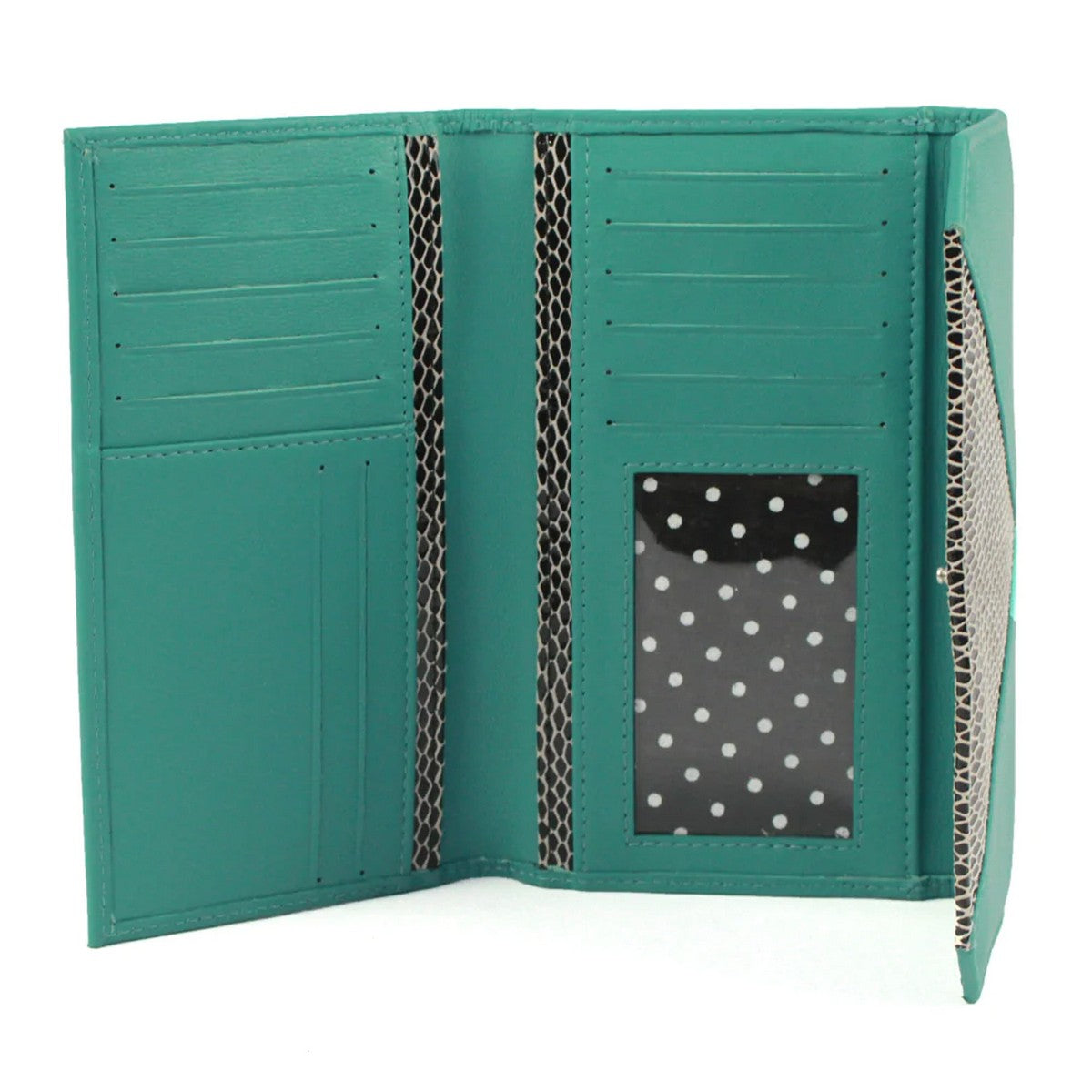 Turquoise-Black - Side - Eastern Counties Leather Connie Snake Print Leather Purse