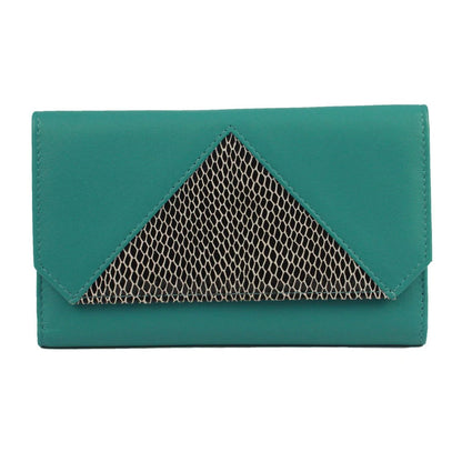 Turquoise-Black - Front - Eastern Counties Leather Connie Snake Print Leather Purse