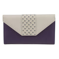 Purple-Ivory - Front - Eastern Counties Leather Donna Contrast Panel Leather Purse