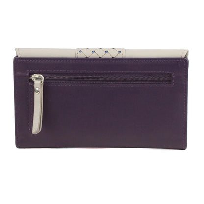 Purple-Ivory - Back - Eastern Counties Leather Donna Contrast Panel Leather Purse