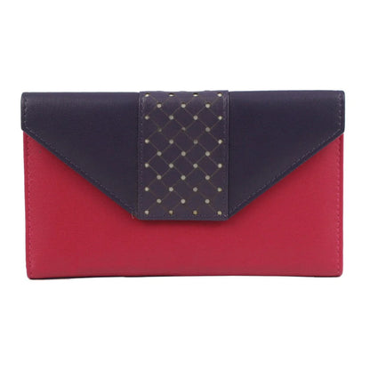 Pink-Purple - Front - Eastern Counties Leather Donna Contrast Panel Leather Purse