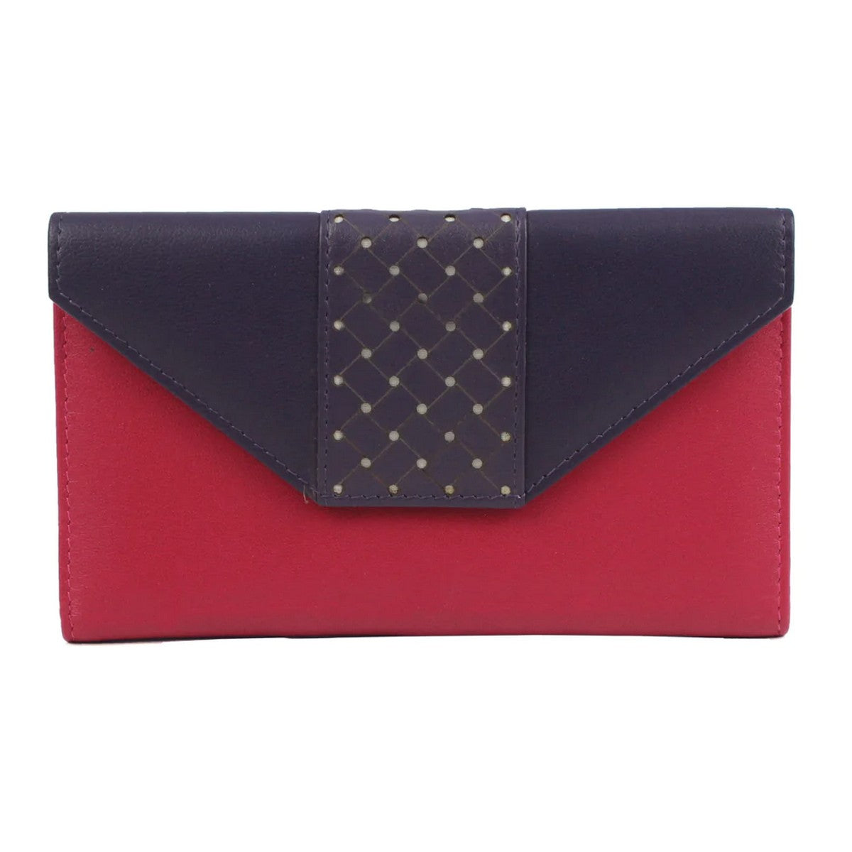 Pink-Purple - Front - Eastern Counties Leather Donna Contrast Panel Leather Purse