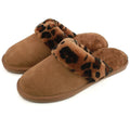Brown-Black - Front - Eastern Counties Leather Womens-Ladies Grace Leopard Print Sheepskin Slippers