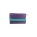 Purple-Turquoise - Front - Eastern Counties Leather Nova Contrast Panel Leather Purse