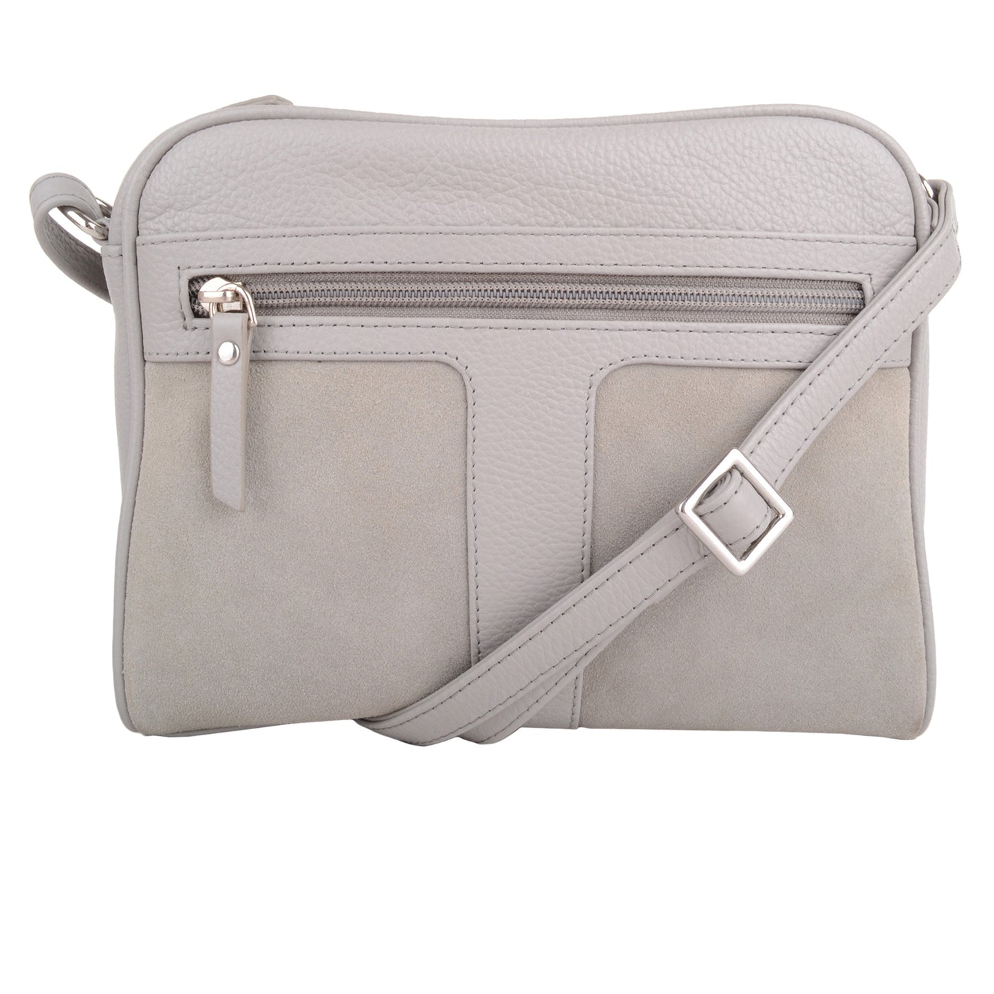 Light Grey - Front - Eastern Counties Leather Womens-Ladies Margot Suede Handbag