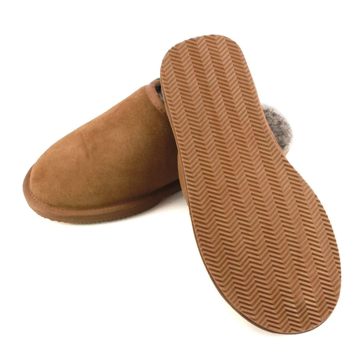 Chestnut - Side - Eastern Counties Leather Mens Ellis Sheepskin Slippers