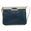 Blue-Ivory - Front - Eastern Counties Leather Crocodile Print Leather Handbag