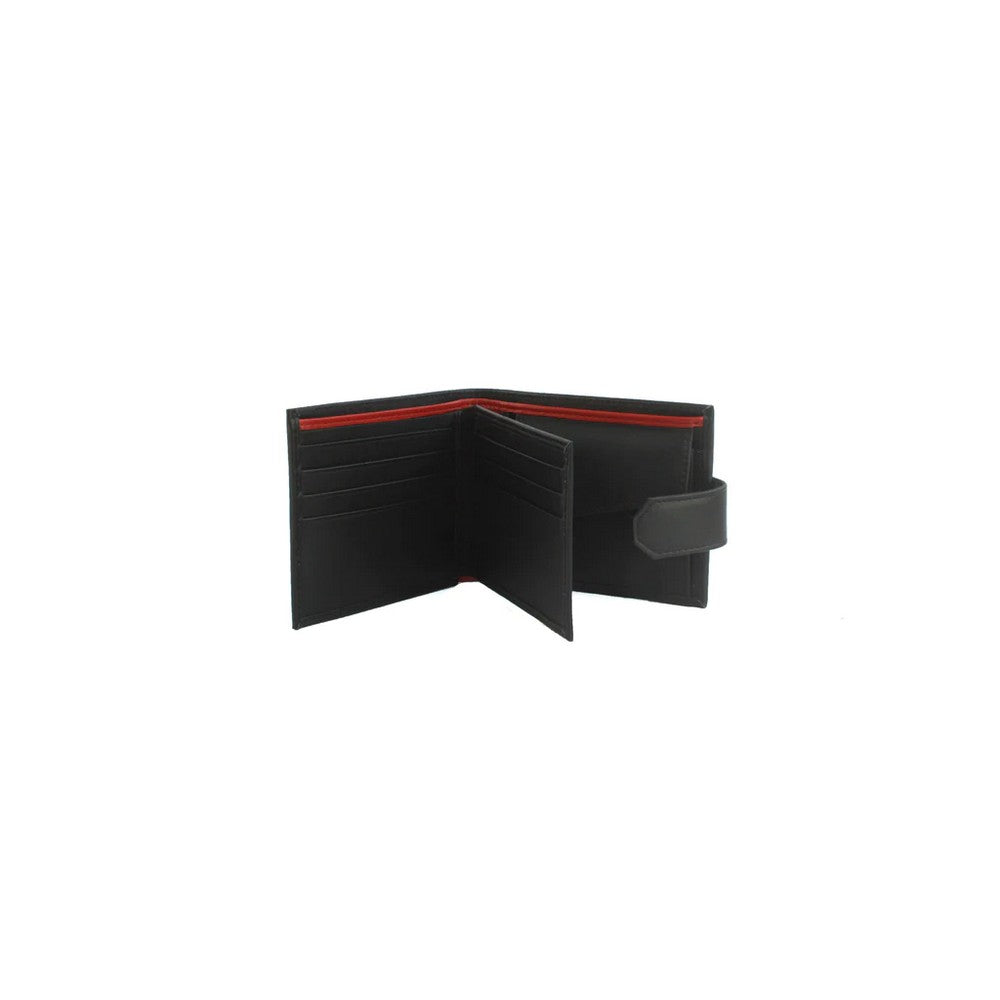 Black-Red - Side - Eastern Counties Leather Unisex Adult Grayson Bi-Fold Leather Contrast Piping Wallet