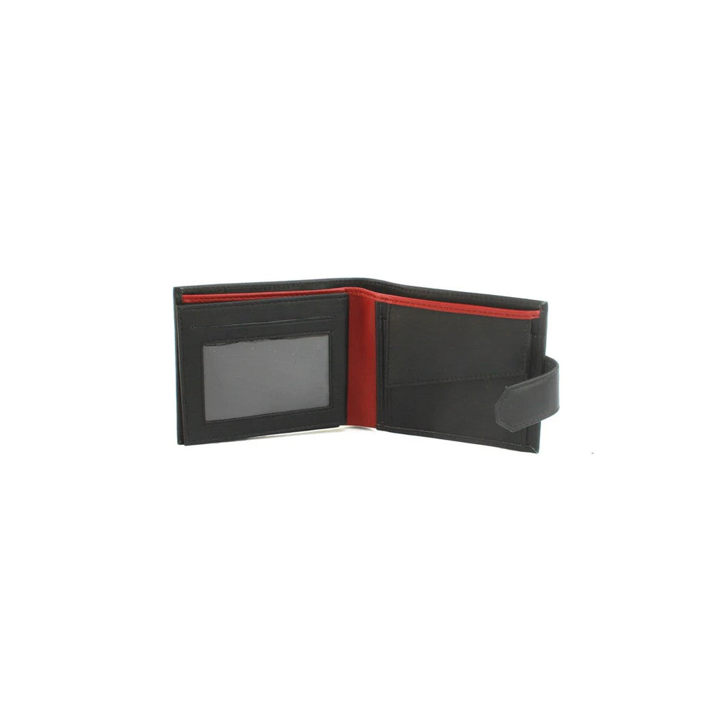 Black-Red - Lifestyle - Eastern Counties Leather Unisex Adult Grayson Bi-Fold Leather Contrast Piping Wallet