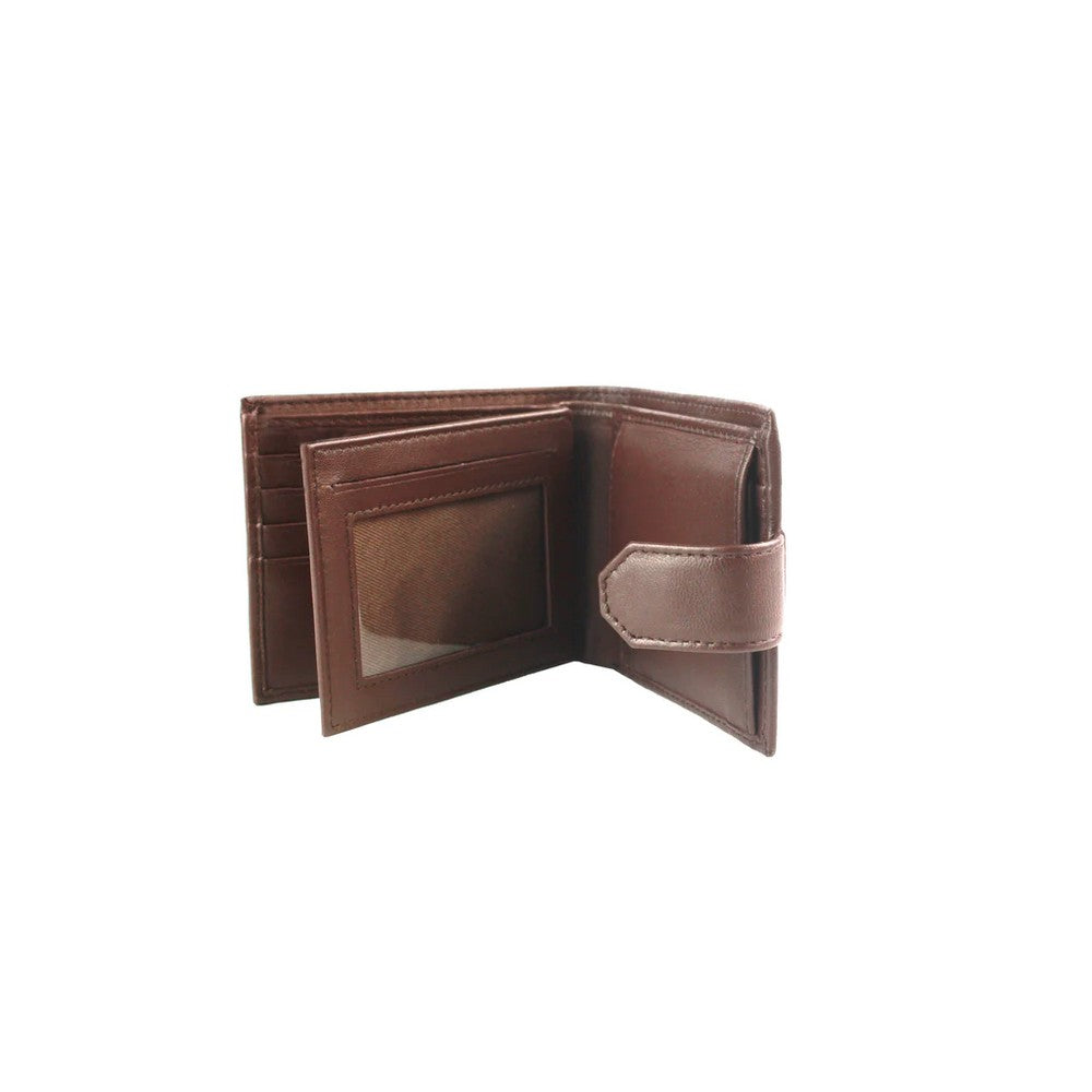 Brown - Front - Eastern Counties Leather Unisex Adult Grayson Bi-Fold Leather Contrast Piping Wallet