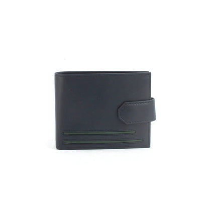 Navy-Green - Front - Eastern Counties Leather Unisex Adult Grayson Bi-Fold Leather Contrast Piping Wallet