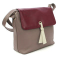 Taupe-Burgundy - Side - Eastern Counties Leather Womens-Ladies Zada Leather Handbag