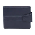 Navy-Grey - Front - Eastern Counties Leather Unisex Adult Max Tri-Fold Leather Stitch Detail Wallet