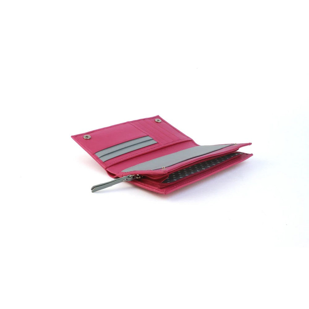 Fuchsia-Grey - Side - Eastern Counties Leather Womens-Ladies Rosemary Contrast Leather Purse