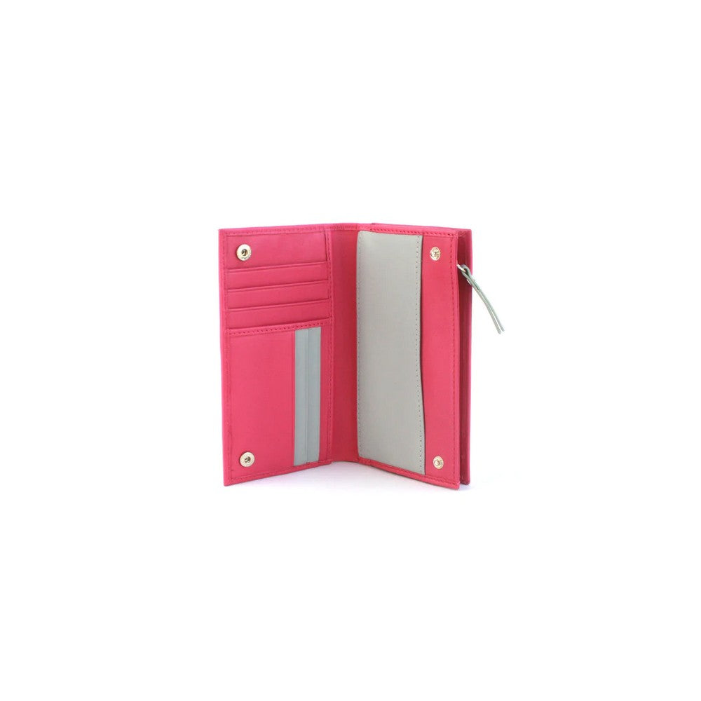 Fuchsia-Grey - Lifestyle - Eastern Counties Leather Womens-Ladies Rosemary Contrast Leather Purse