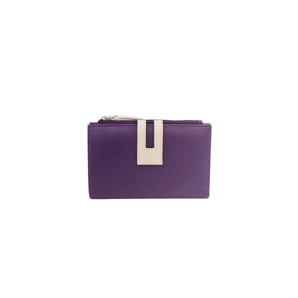 Purple-Ivory - Front - Eastern Counties Leather Rebecca Contrast Purse