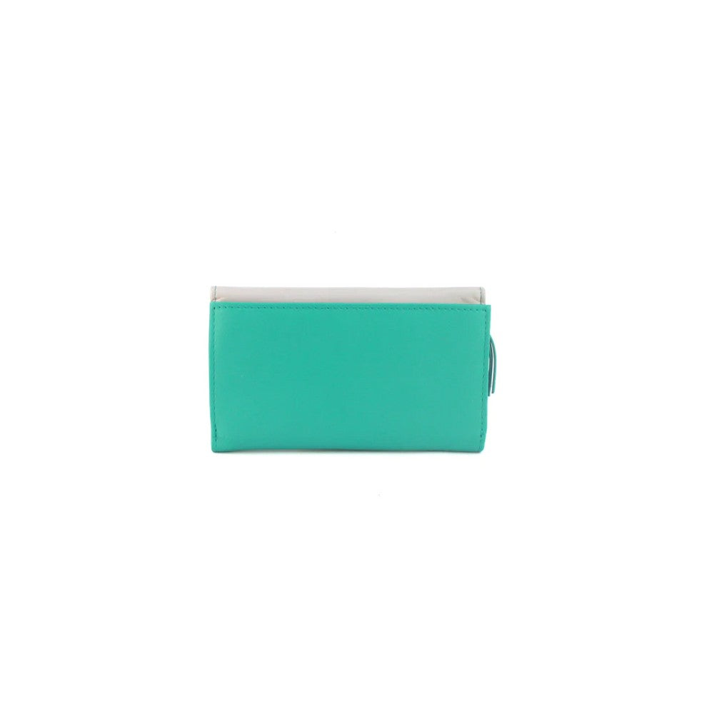 Turquoise-Ivory - Back - Eastern Counties Leather Womens-Ladies Madison Striped Leather Purse