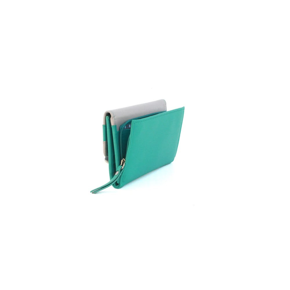 Turquoise-Ivory - Side - Eastern Counties Leather Womens-Ladies Madison Striped Leather Purse
