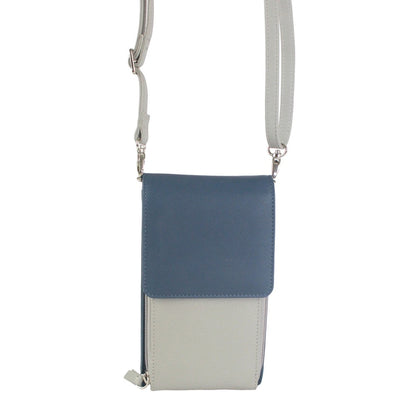 Ink Blue-Light Grey - Front - Eastern Counties Leather Eva Leather Handbag