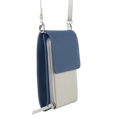 Ink Blue-Light Grey - Side - Eastern Counties Leather Eva Leather Handbag