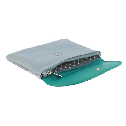 Light Grey-Turquoise - Back - Eastern Counties Leather Womens-Ladies Luna Leather Purse
