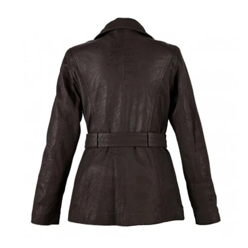 Chocolate - Back - Eastern Counties Leather Womens-Ladies Classic Leather Jacket