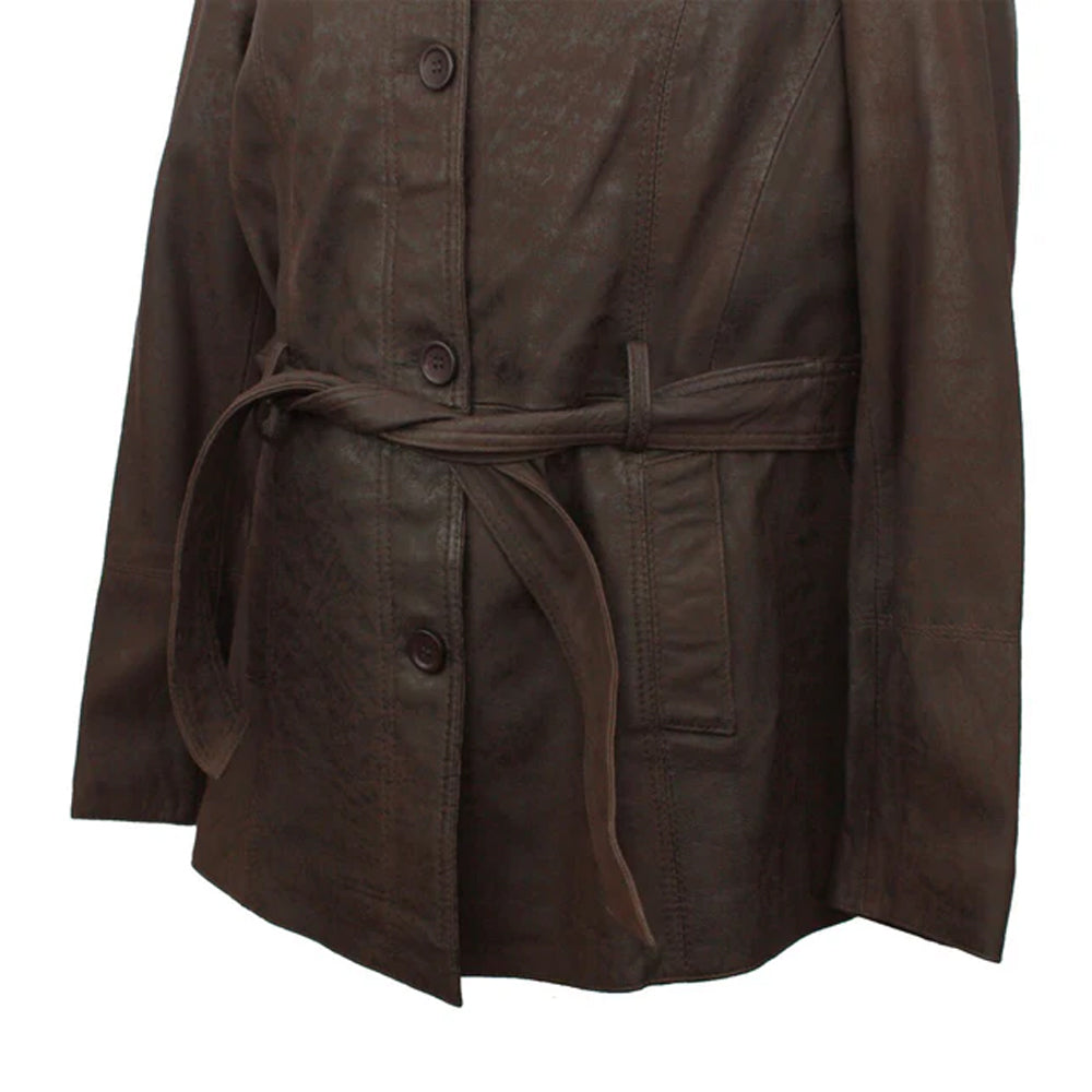 Chocolate - Side - Eastern Counties Leather Womens-Ladies Classic Leather Jacket