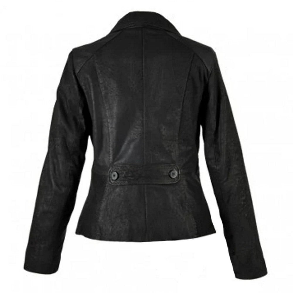 Black - Back - Eastern Counties Leather Womens-Ladies Leather Short Blazer