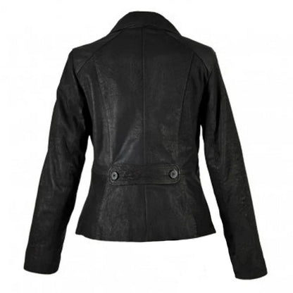Black - Back - Eastern Counties Leather Womens-Ladies Leather Short Blazer