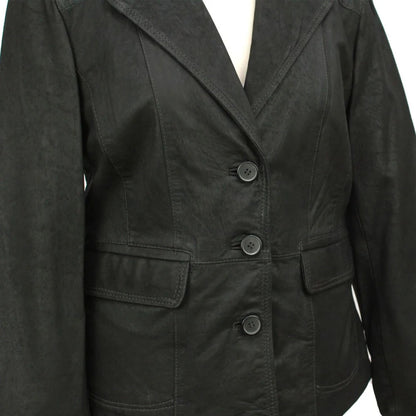 Black - Lifestyle - Eastern Counties Leather Womens-Ladies Leather Short Blazer