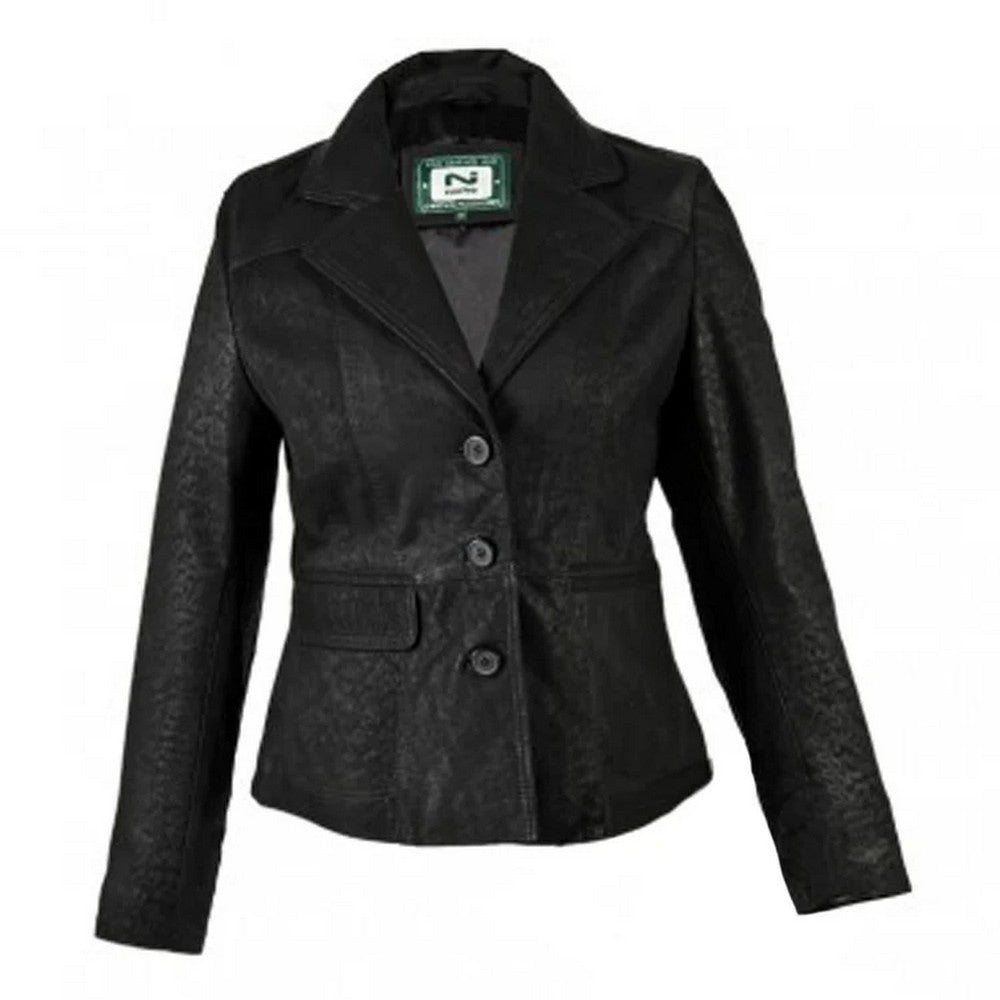 Black - Front - Eastern Counties Leather Womens-Ladies Leather Short Blazer