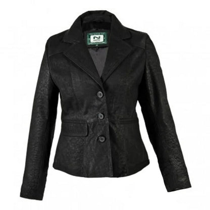 Black - Front - Eastern Counties Leather Womens-Ladies Leather Short Blazer