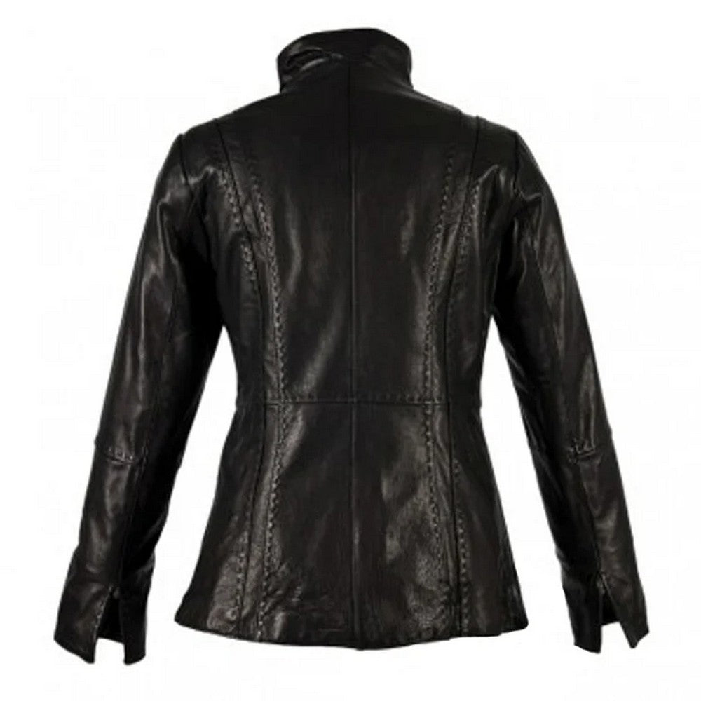 Black - Back - Eastern Counties Leather Womens-Ladies Leather Jacket