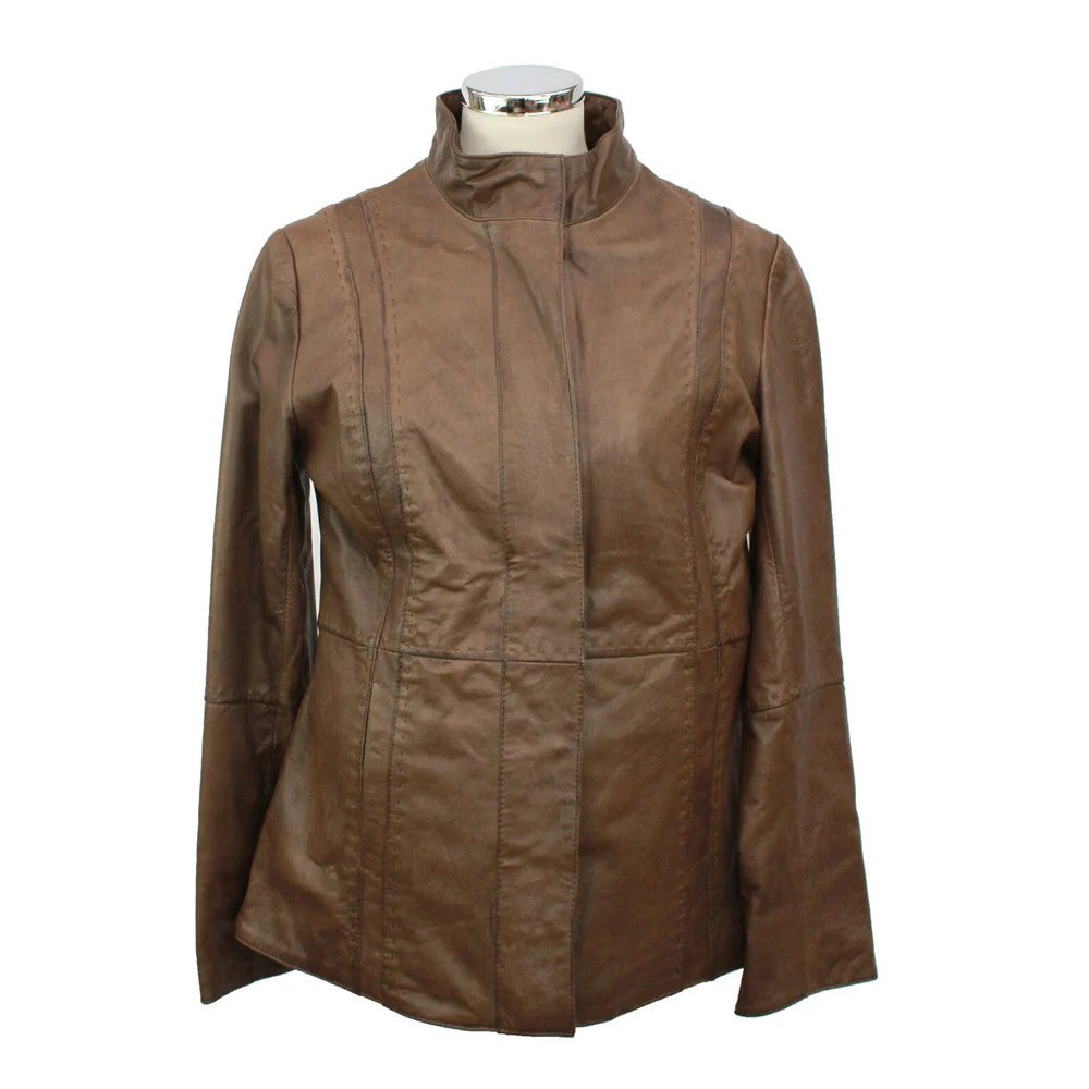 Brown - Front - Eastern Counties Leather Womens-Ladies Leather Jacket