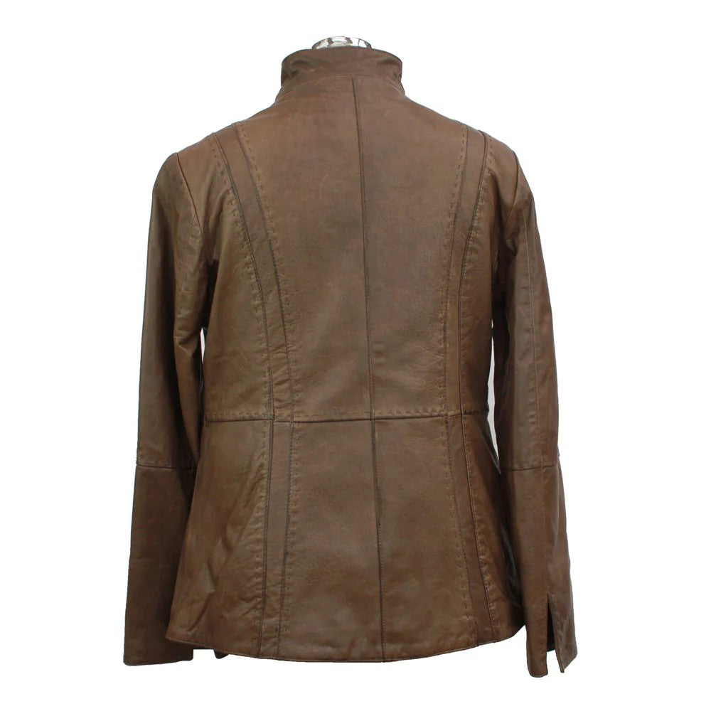 Brown - Back - Eastern Counties Leather Womens-Ladies Leather Jacket