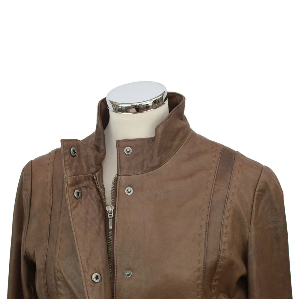 Brown - Side - Eastern Counties Leather Womens-Ladies Leather Jacket