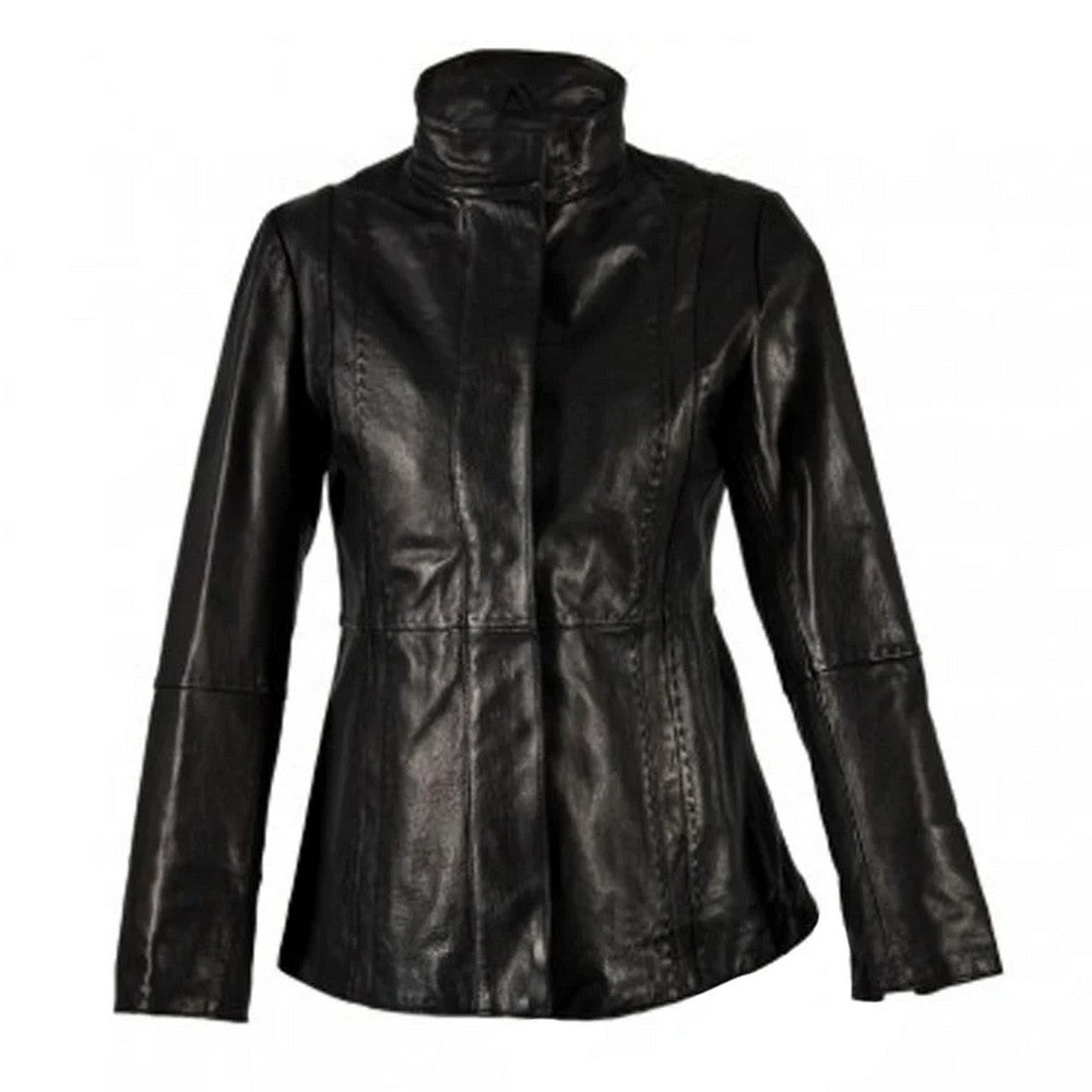 Black - Front - Eastern Counties Leather Womens-Ladies Leather Jacket