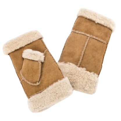 Tan - Front - Eastern Counties Leather Womens-Ladies Glitten Sheepskin Mittens