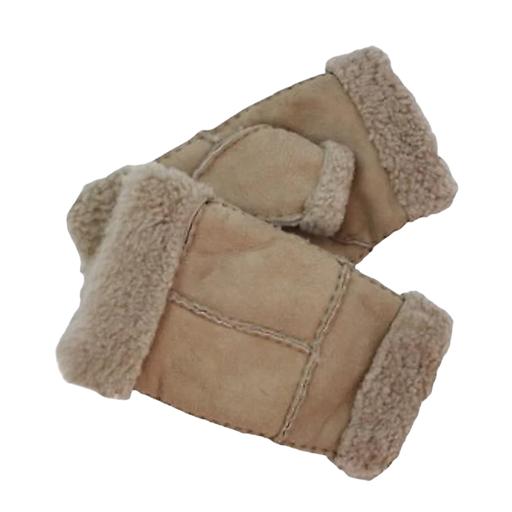 Beige - Back - Eastern Counties Leather Womens-Ladies Glitten Sheepskin Mittens