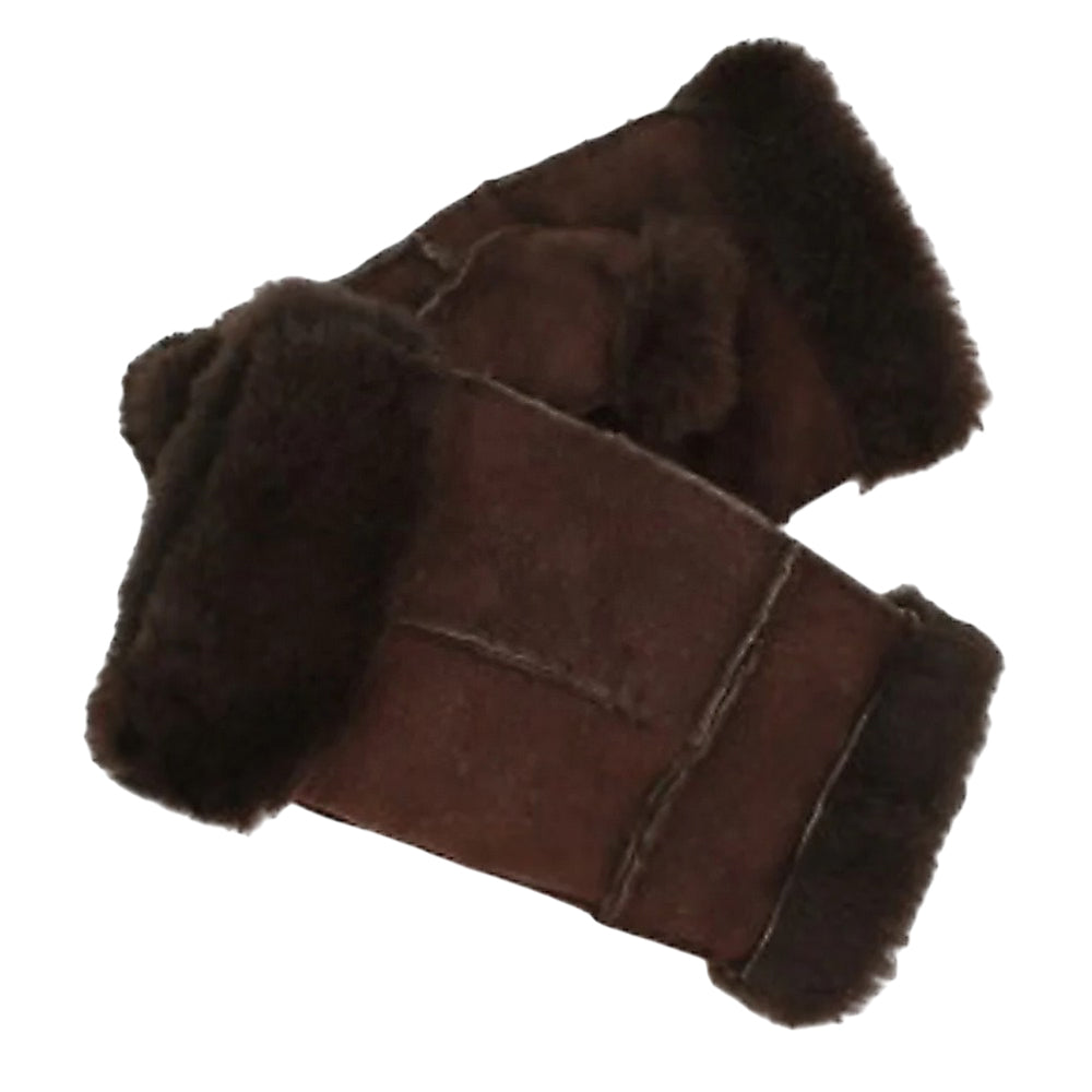 Black - Back - Eastern Counties Leather Womens-Ladies Glitten Sheepskin Mittens