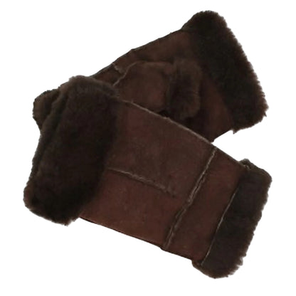 Black - Back - Eastern Counties Leather Womens-Ladies Glitten Sheepskin Mittens
