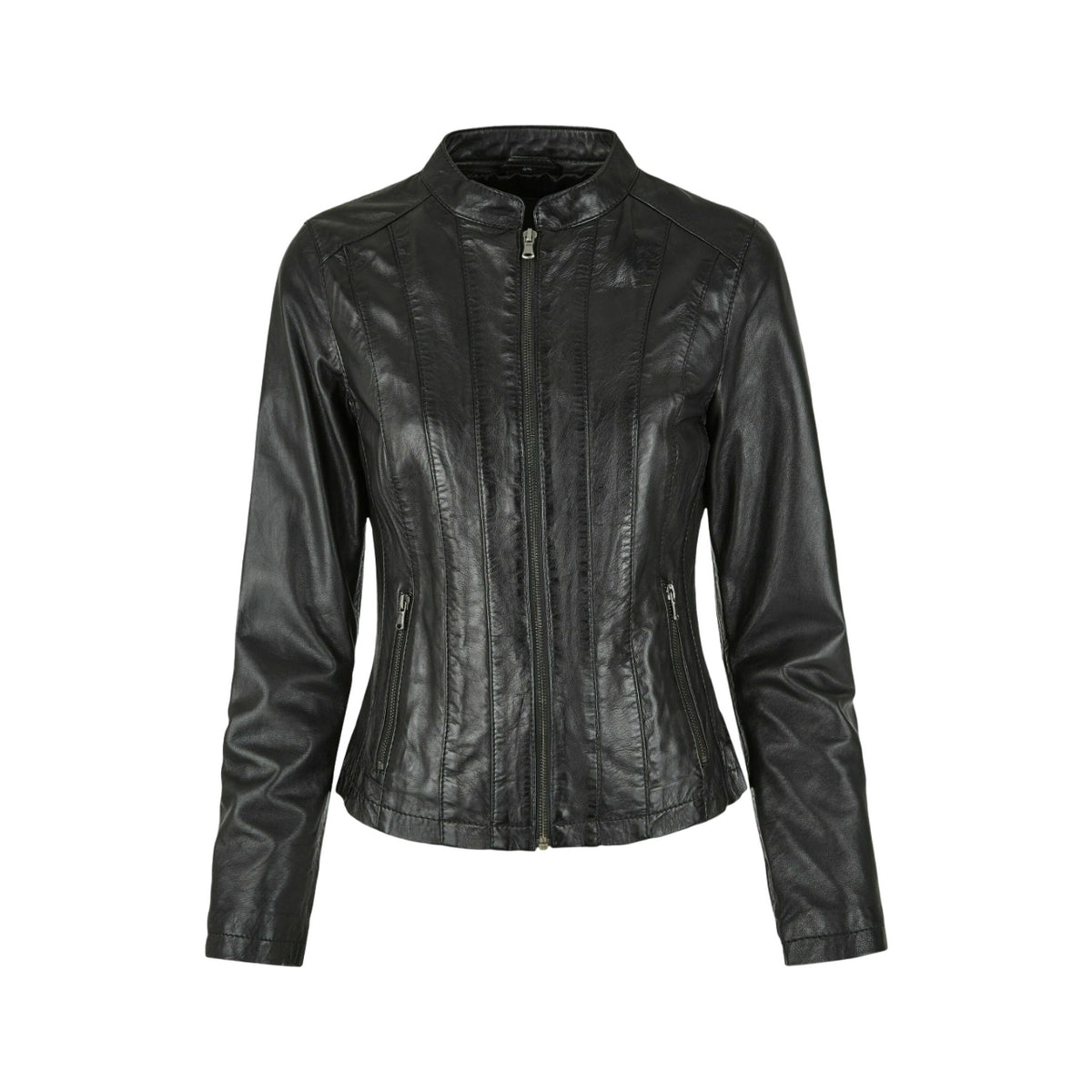 Black - Front - Eastern Counties Leather Womens-Ladies Standing Collar Jacket