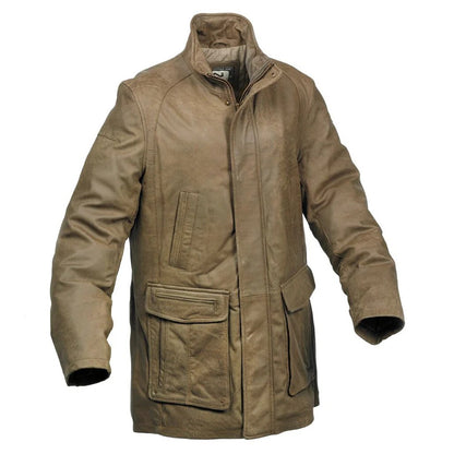 Khaki - Front - Eastern Counties Leather Mens Leather Mid Length Jacket