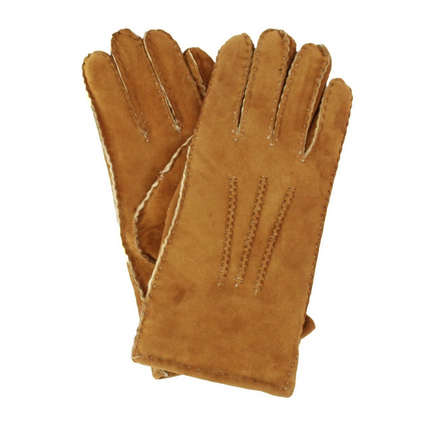 Tan - Front - Eastern Counties Leather Womens-Ladies LSG-SP Stitch Detail Sheepskin Gloves