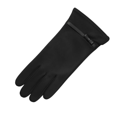 Black - Back - Eastern Counties Leather Womens-Ladies Suede Bow Gloves