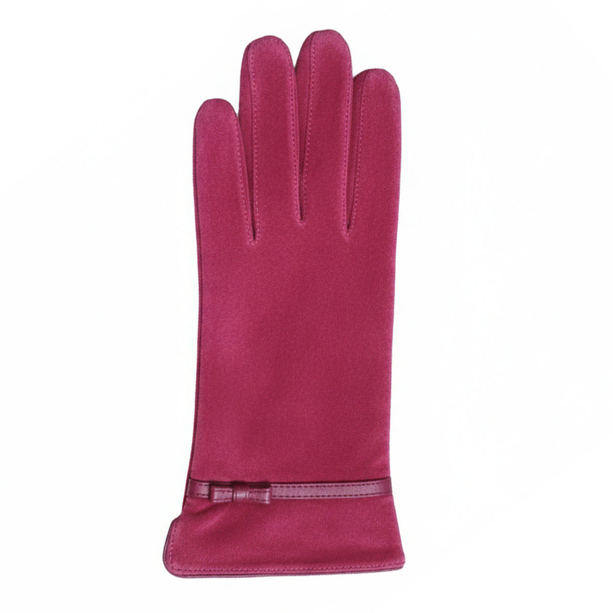 Fuchsia - Front - Eastern Counties Leather Womens-Ladies Suede Bow Gloves