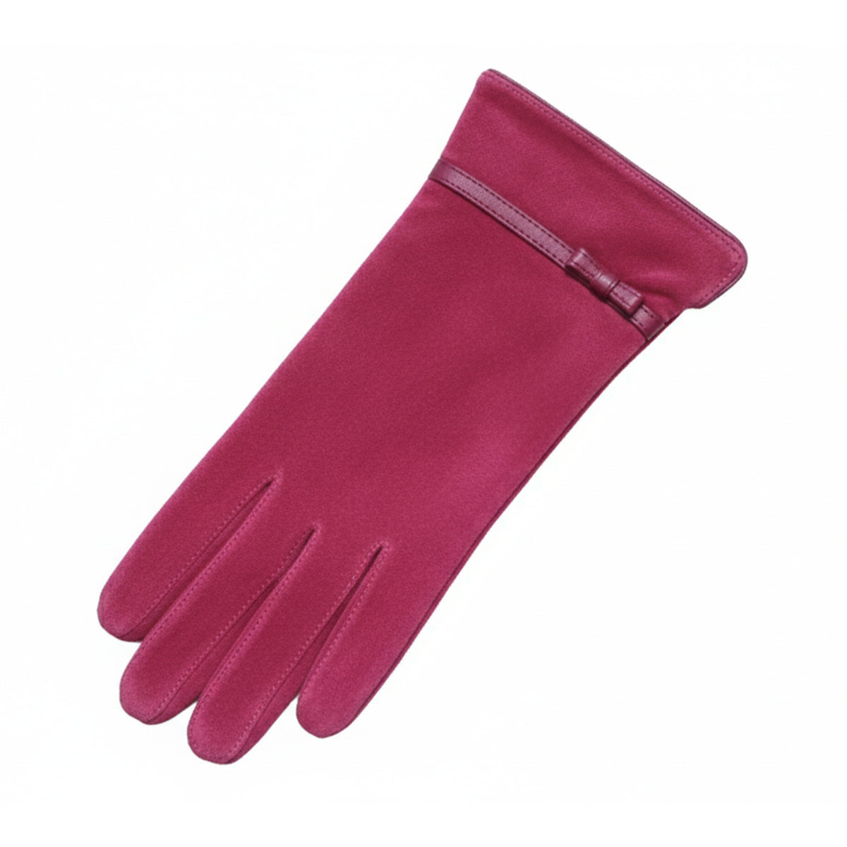Fuchsia - Back - Eastern Counties Leather Womens-Ladies Suede Bow Gloves
