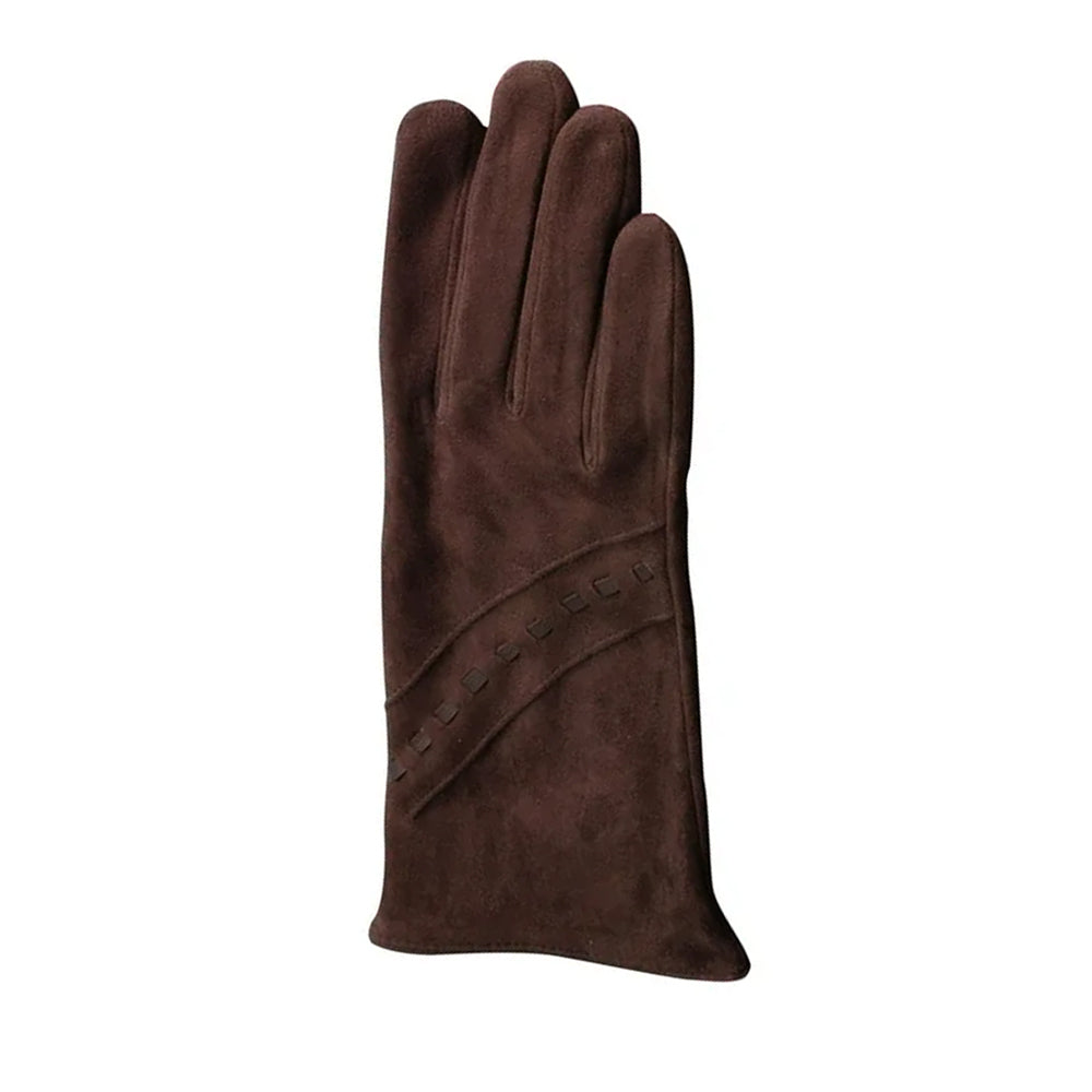 Brown - Front - Eastern Counties Leather Womens-Ladies Suede Bow Gloves