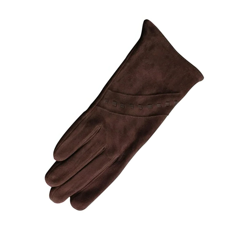 Brown - Back - Eastern Counties Leather Womens-Ladies Suede Bow Gloves