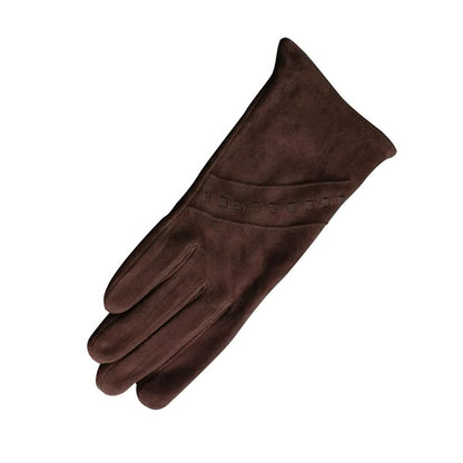 Brown - Back - Eastern Counties Leather Womens-Ladies Suede Bow Gloves